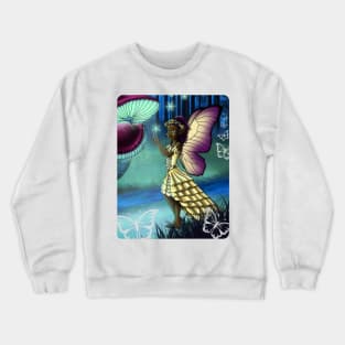 African American Fairy and Mushrooms Crewneck Sweatshirt